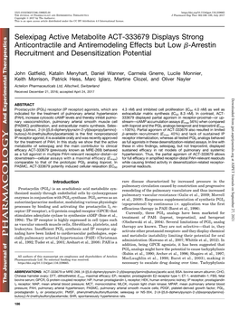 Selexipag Active Metabolite ACT-333679 Displays Strong Anticontractile and Antiremodeling Effects but Low B-Arrestin Recruitment and Desensitization Potential