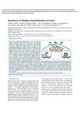 Mechanism of Ethylene Oxychlorination on Ceria § § Matthias Scharfe,† Marcaļ Capdevila-Cortada,‡ Vita A