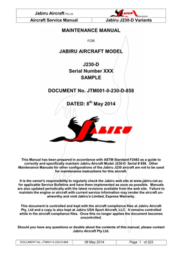 Aircraft Service Manual Jabiru J230-D Variants