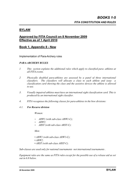 Books 1-5 Fita Constitution and Rules