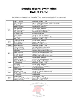 Southeastern Swimming Hall of Fame