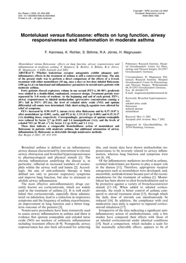 Montelukast Versus Fluticasone: Effects on Lung Function, Airway