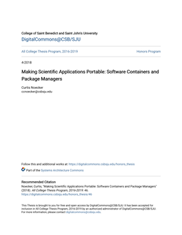 Making Scientific Applications Portable: Software Containers and Package Managers