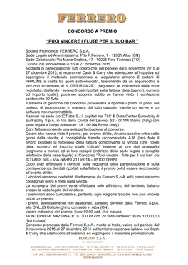 Concorso a Premio “Puoi Vincere I Flute Per Il Tuo Bar ”