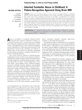 Inherited Cerebellar Ataxia in Childhood: a REVIEW ARTICLE Pattern-Recognition Approach Using Brain MRI