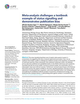 Meta-Analysis Challenges a Textbook Example of Status Signalling and Demonstrates Publication Bias