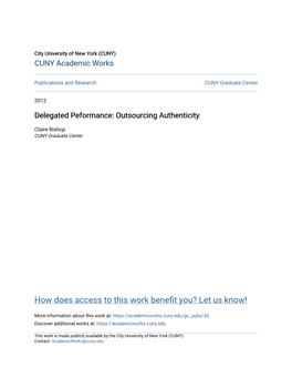 Delegated Peformance: Outsourcing Authenticity