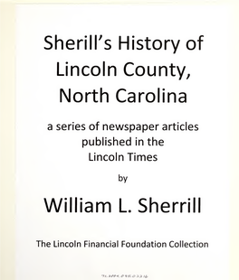 Sherill's History of Lincoln County, North Carolina