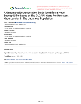 A Genome-Wide Association Study Identi Es a Novel Susceptibility