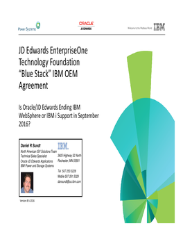 JD Edwards Enterpriseone Technology Foundation “Blue Stack” IBM OEM Agreement