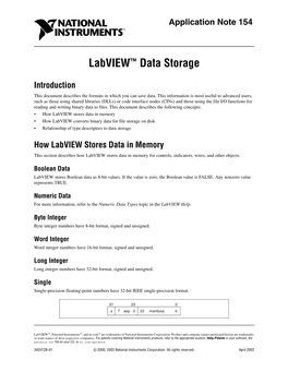 Labview Data Storage