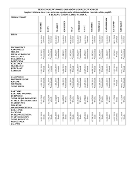Pobierz Terminarz Wywozu Odpadów Segregowanych