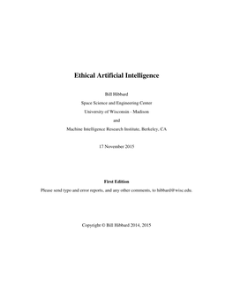 Ethical Artificial Intelligence