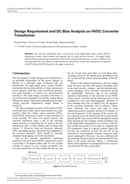 Design Requirement and DC Bias Analysis on HVDC Converter Transformer