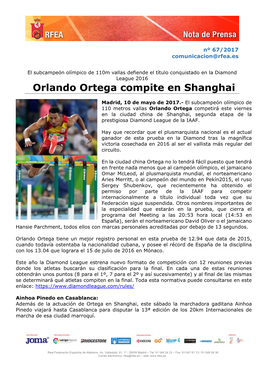 Orlando Ortega Compite En Shanghai