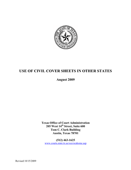 Use of Civil Cover Sheets in Other States