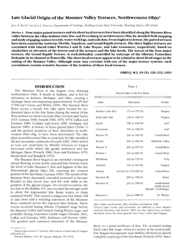 Late Glacial Origin of the Maumee Valley Terraces, Northwestern Ohio1