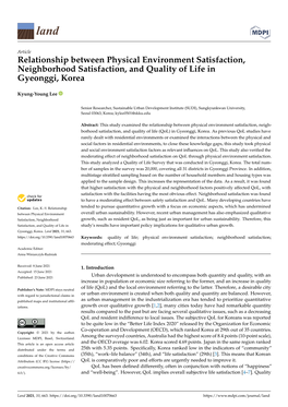 Relationship Between Physical Environment Satisfaction, Neighborhood Satisfaction, and Quality of Life in Gyeonggi, Korea