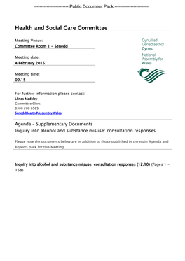 Inquiry Into Alcohol and Substance Misuse: Consultation Responses
