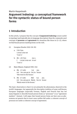 Argument Indexing: a Conceptual Framework for the Syntactic Status of Bound Person Forms