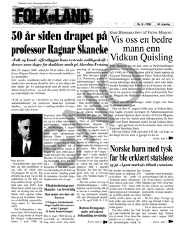 50 År Siden Drapet På Vi;M~;;E~~B;D;~' Professor Ragnar Skaneke