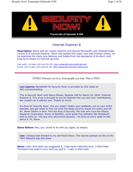 Internet Explorer 8