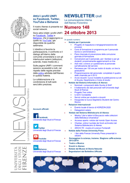 NEWSLETTER Unifi Numero 148 24 Ottobre 2013