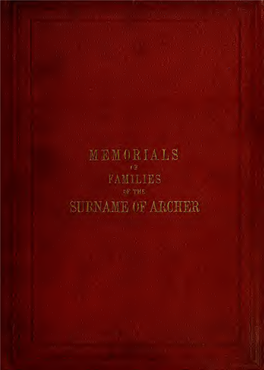 Memorials of Families of the Surname of Archer