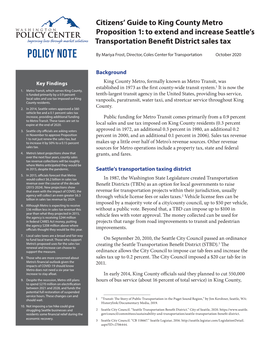 Citizens' Guide to King County Metro Proposition 1