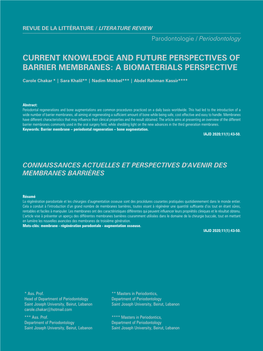 Current Knowledge and Future Perspectives of Barrier Membranes: a Biomaterials Perspective