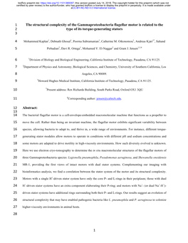 The Structural Complexity of the Gammaproteobacteria Flagellar Motor Is Related to the 2 Type of Its Torque-Generating Stators 3