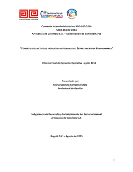 Informe De Avance De Actividades Realizadas En Los Municipios De Fusagasugá Y Cogua