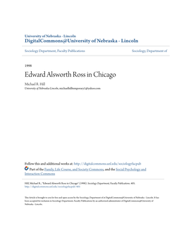 Edward Alsworth Ross in Chicago Michael R