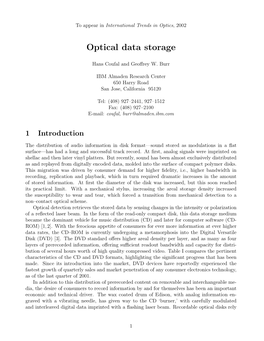 Optical Data Storage