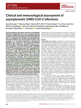 Clinical and Immunological Assessment of Asymptomatic SARS-Cov-2 Infections