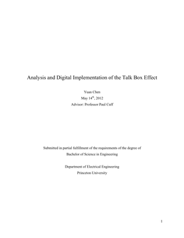 Analysis and Digital Implementation of the Talk Box Effect