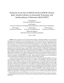 Prospectus for the Next LAPACK and Scalapack Libraries: Basic Algebra Libraries for Sustainable Technology with Interdisciplinary Collaboration (BALLISTIC)∗