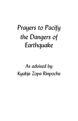 Prayers to Pacify the Dangers of Earthquake