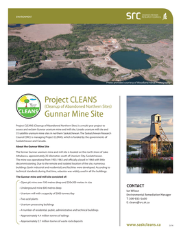 Project CLEANS (Cleanup of Abandoned Northern Sites) Gunnar Mine Site