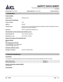 SAFETY DATA SHEET This Safety Data Sheet Was Created Pursuant to the Requirements Of: US OSHA