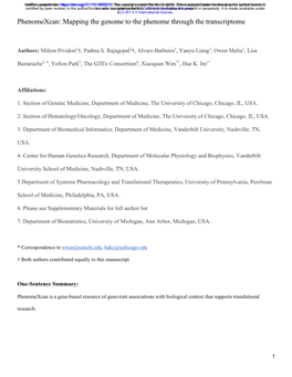 Phenomexcan: Mapping the Genome to the Phenome Through the Transcriptome