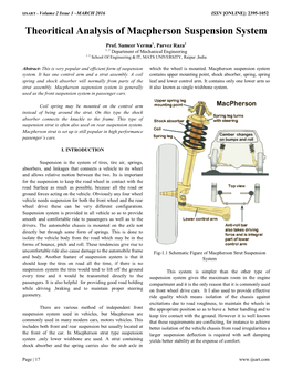 Theoritical Analysis of Macpherson Suspension System