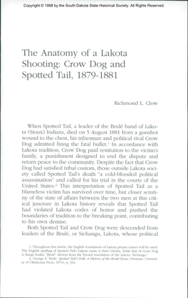 The Anatomy of a Lakota Shooting: Crow Dog and Spotted Tail, 1879-1881