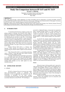 Study On-Comparison Between IP SAN and FC SAN Komal A