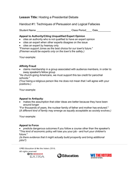 Techniques of Persuasion and Logical Fallacies