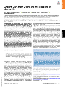 Ancient DNA from Guam and the Peopling of the Pacific