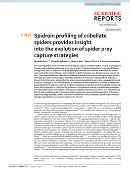 Spidroin Profiling of Cribellate Spiders Provides Insight Into the Evolution of Spider Prey Capture Strategies