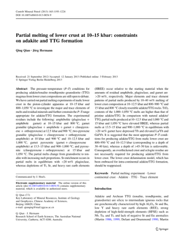 Partial Melting of Lower Crust at 10–15 Kbar: Constraints on Adakite and TTG Formation