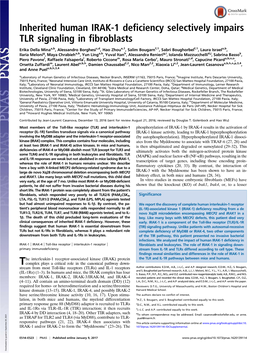 Inherited Human IRAK-1 Deficiency Selectively Impairs TLR Signaling in Fibroblasts