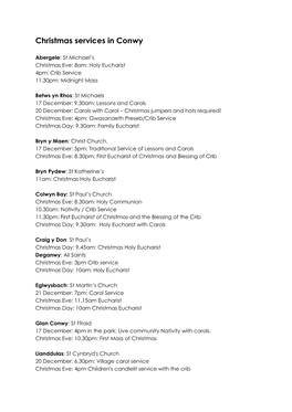 Christmas Services in Conwy